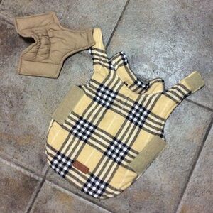 DogLemi Reversible Beige & Black Plaid Puffer XS